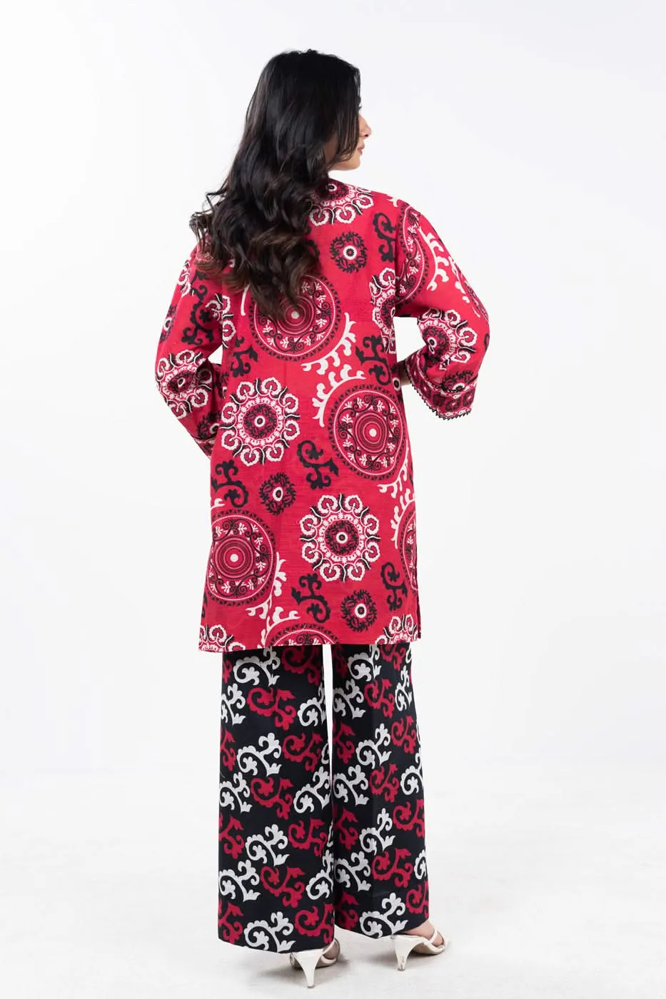 2 Piece Printed Khaddar Suit With Printed Khaddar Trouser