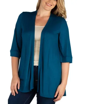 24seven Comfort Apparel Women's Plus Size Open Front Cardigan P020309