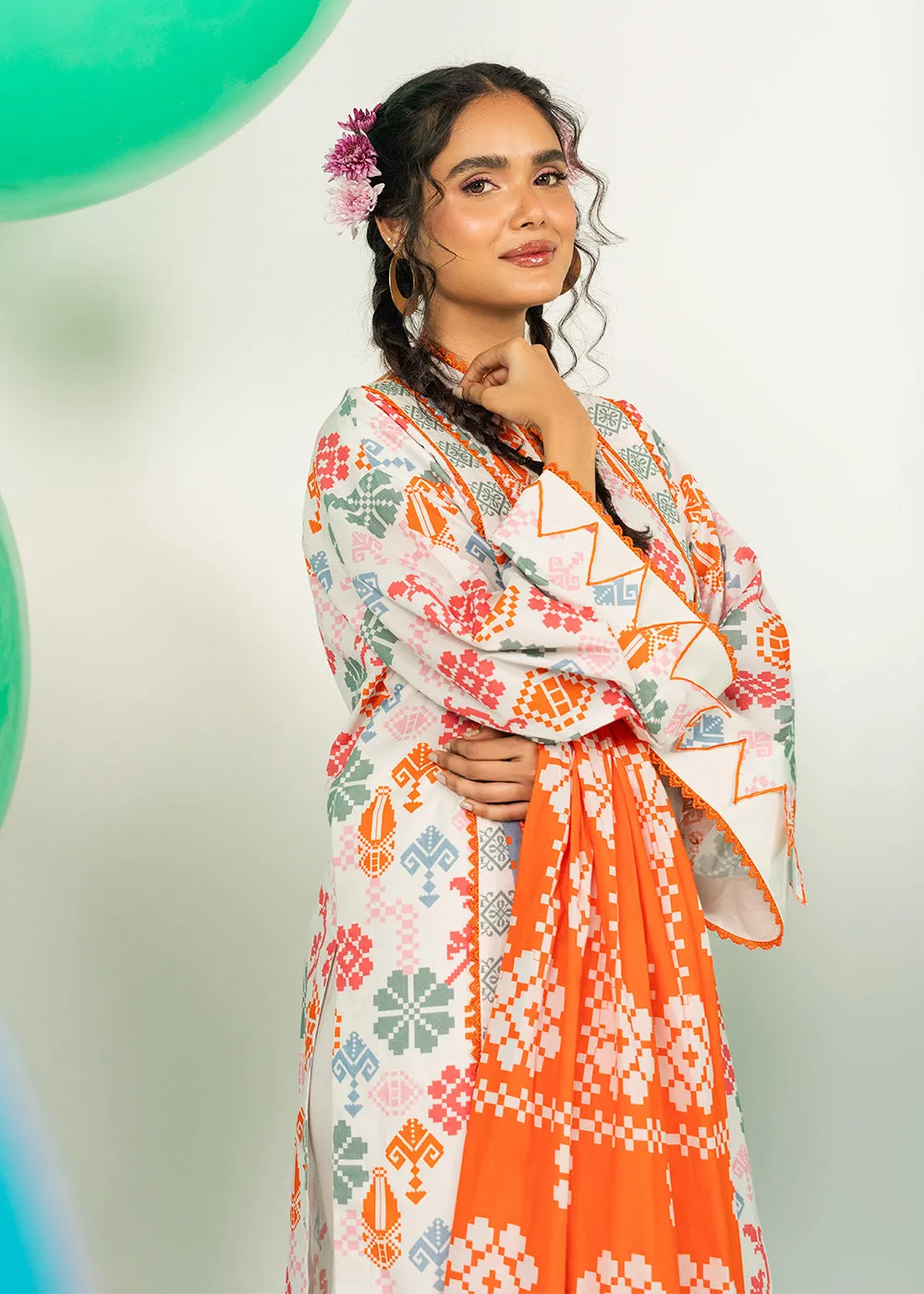 3 Pc Printed Lawn Suit With Printed Lawn Dupatta