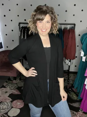 3/4 Sleeve Open Cardigan