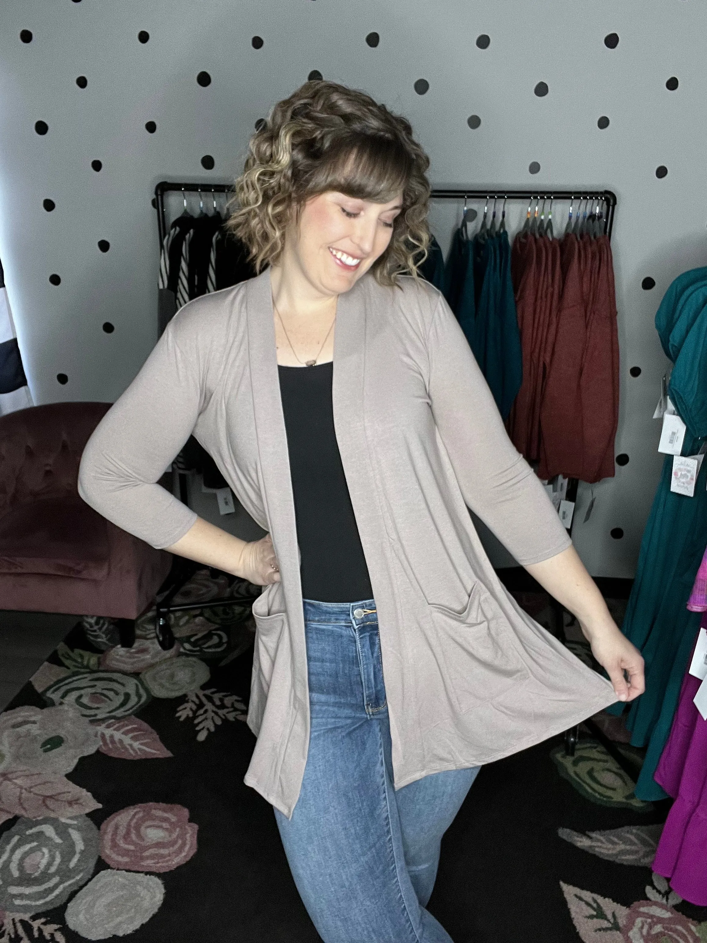 3/4 Sleeve Open Cardigan
