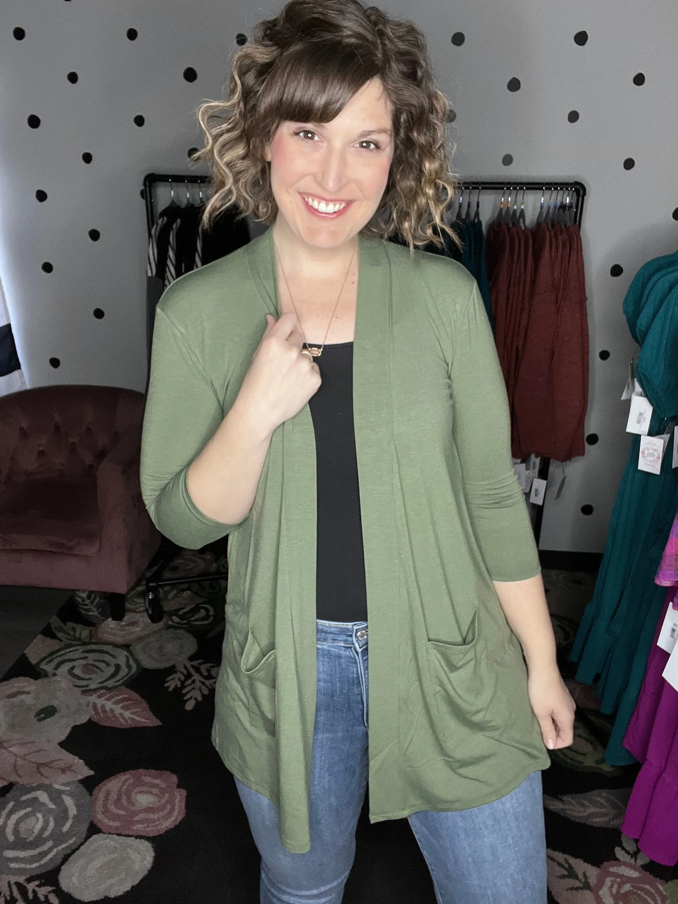 3/4 Sleeve Open Cardigan