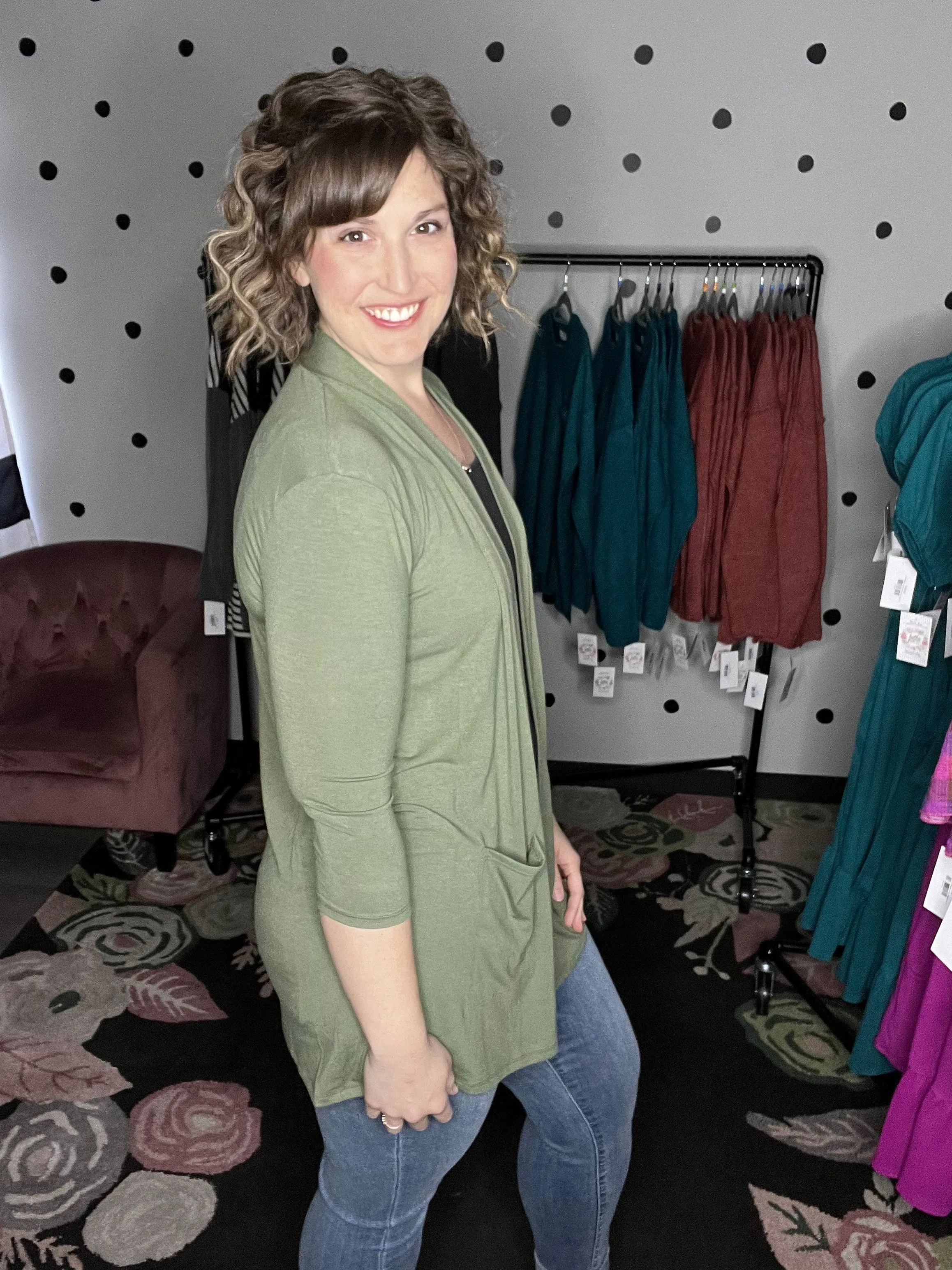 3/4 Sleeve Open Cardigan