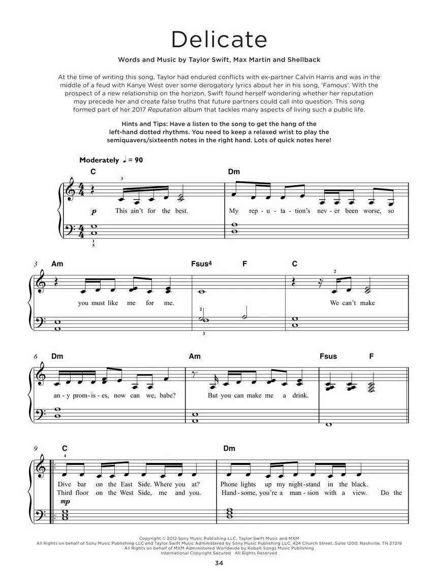 40 Taylor Swift Songs for Really Easy Piano