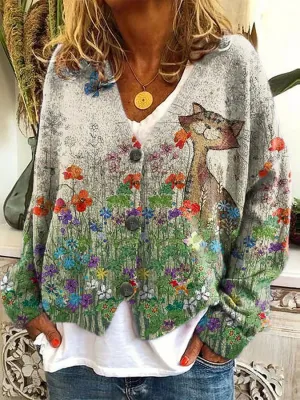 Adressa™ | Cat Print Cardigan