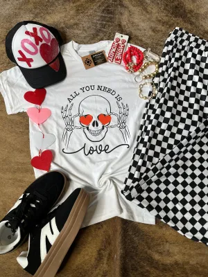 All you need is love skull graphic