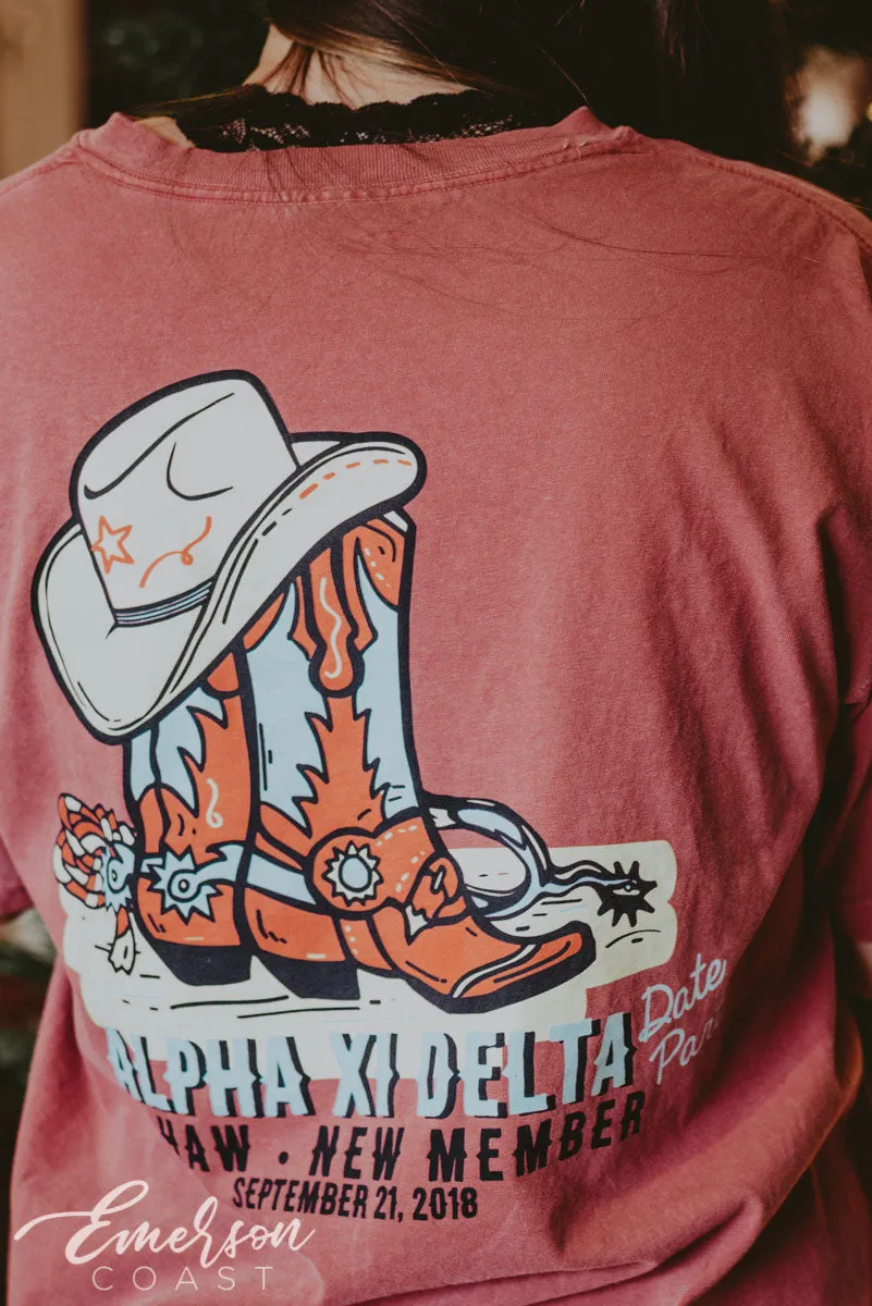 Alpha Xi Delta Yeehaw New Member Tee