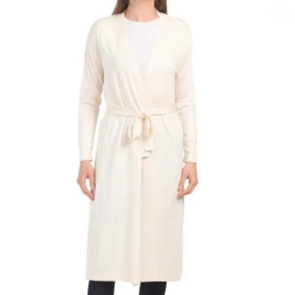 Anne Klein Long Cardigan Sweater, size S white new with tag