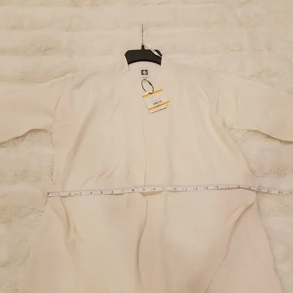 Anne Klein Long Cardigan Sweater, size S white new with tag