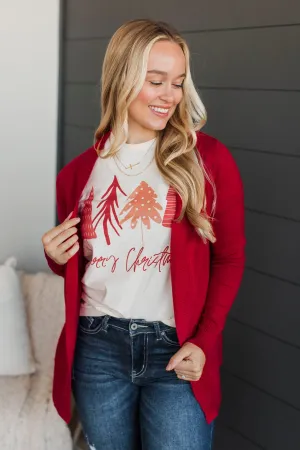 As Easy As Can Be Cardigan- Red