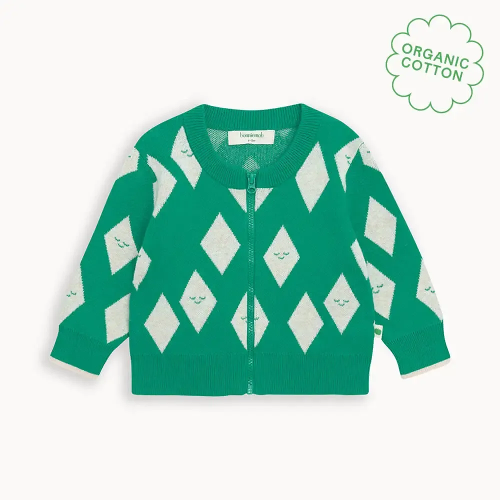 Asher - Jade Diamond Knit Cardigan