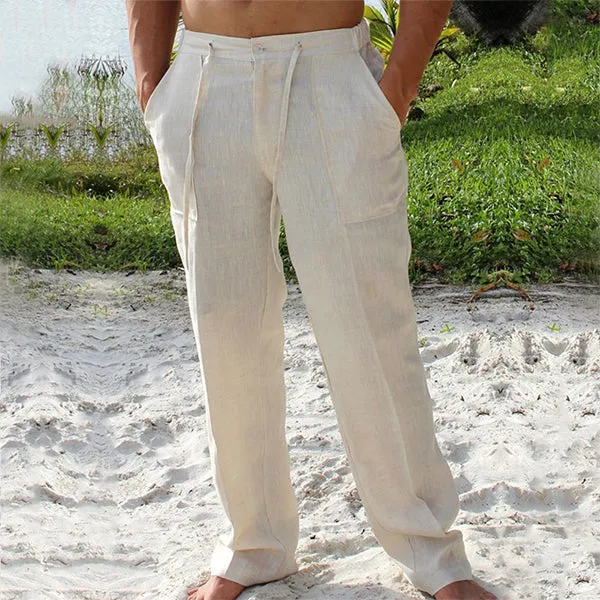 Atmungsaktive Sommer-Leinenhose für Männer - kühl, bequem und stilvoll mit elastischer Taillen