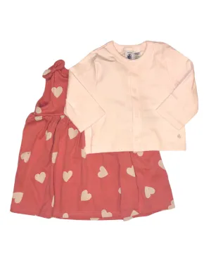 Baby Girl Sleeveless Heart Dress and Cardi in Pink