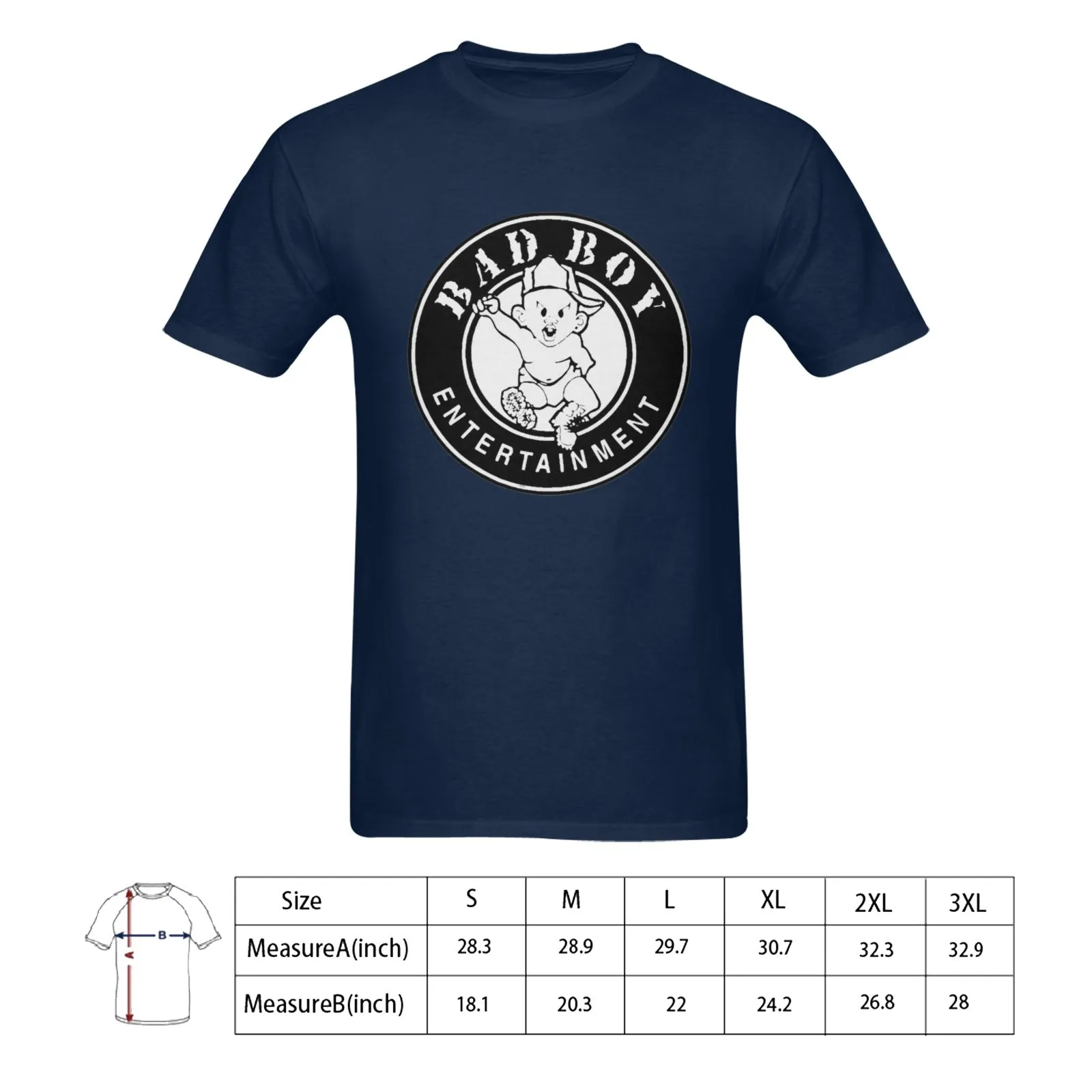 Bad Boy Records Men's T-shirt 100% Cotton