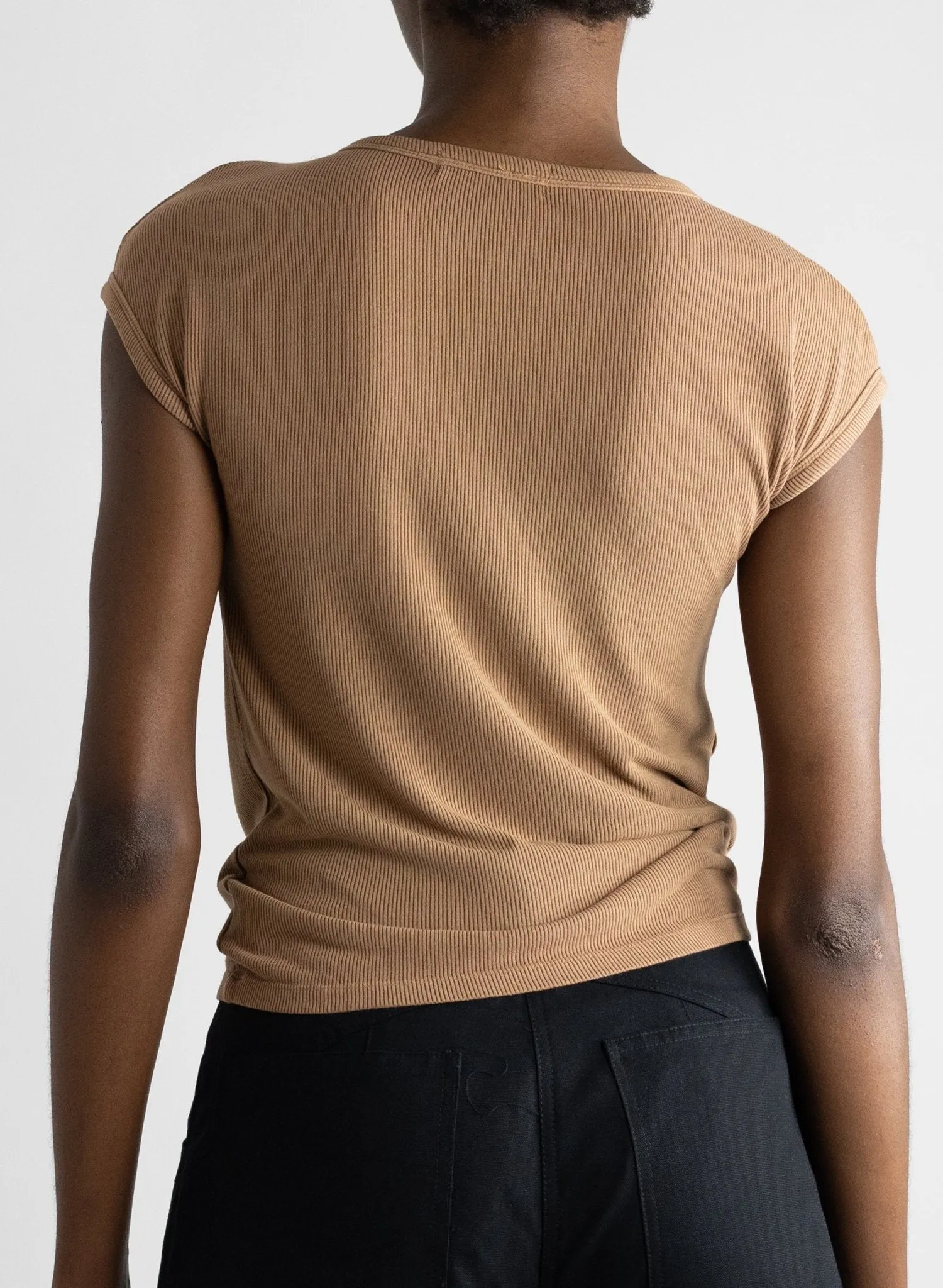 Basic Ribbed Tee - Camel