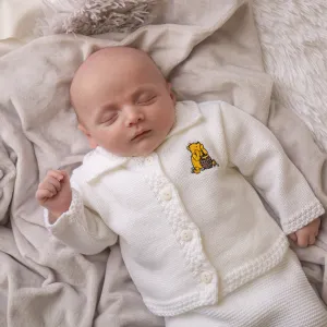 Bear White Buttoned Cardigan