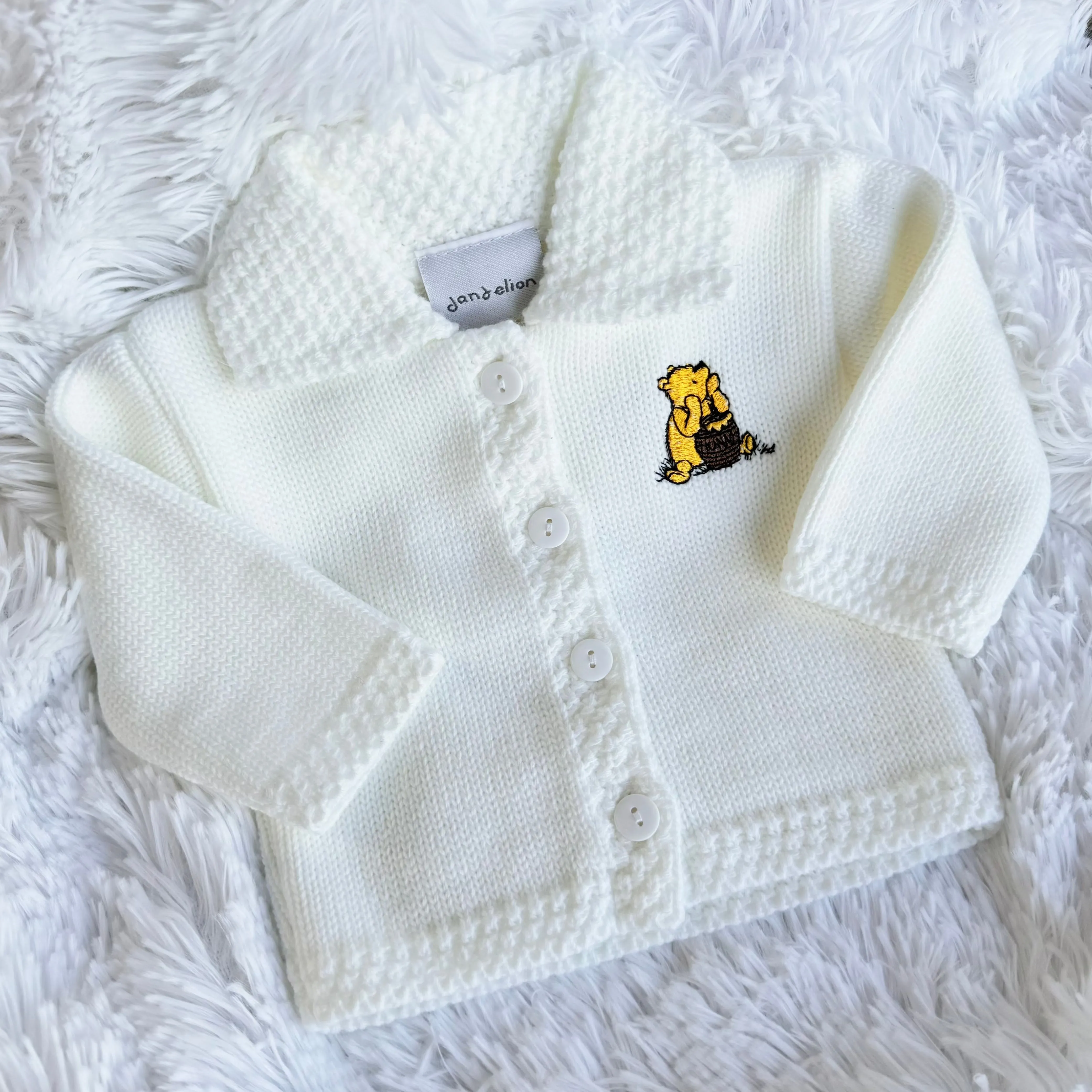 Bear White Buttoned Cardigan