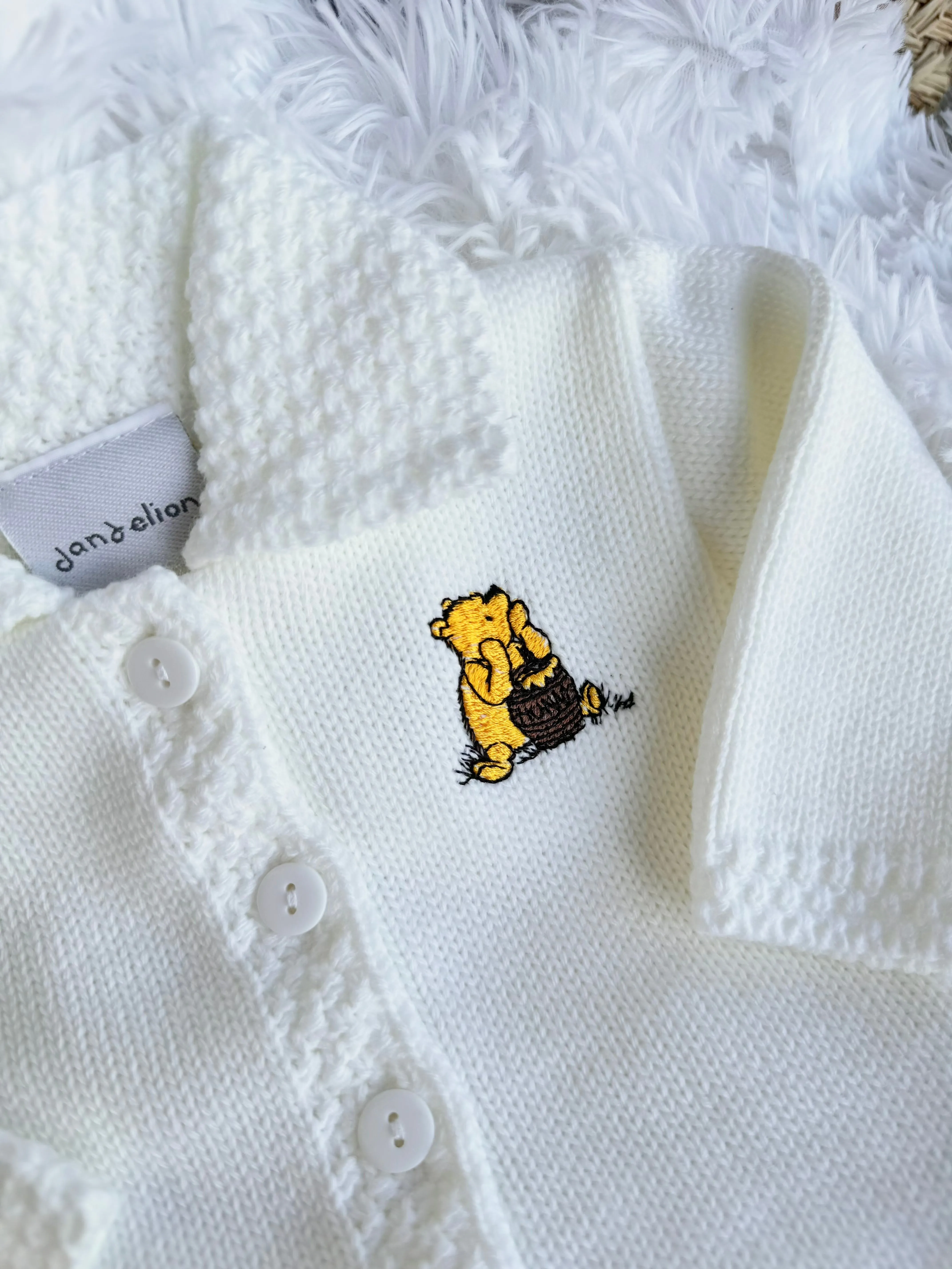 Bear White Buttoned Cardigan