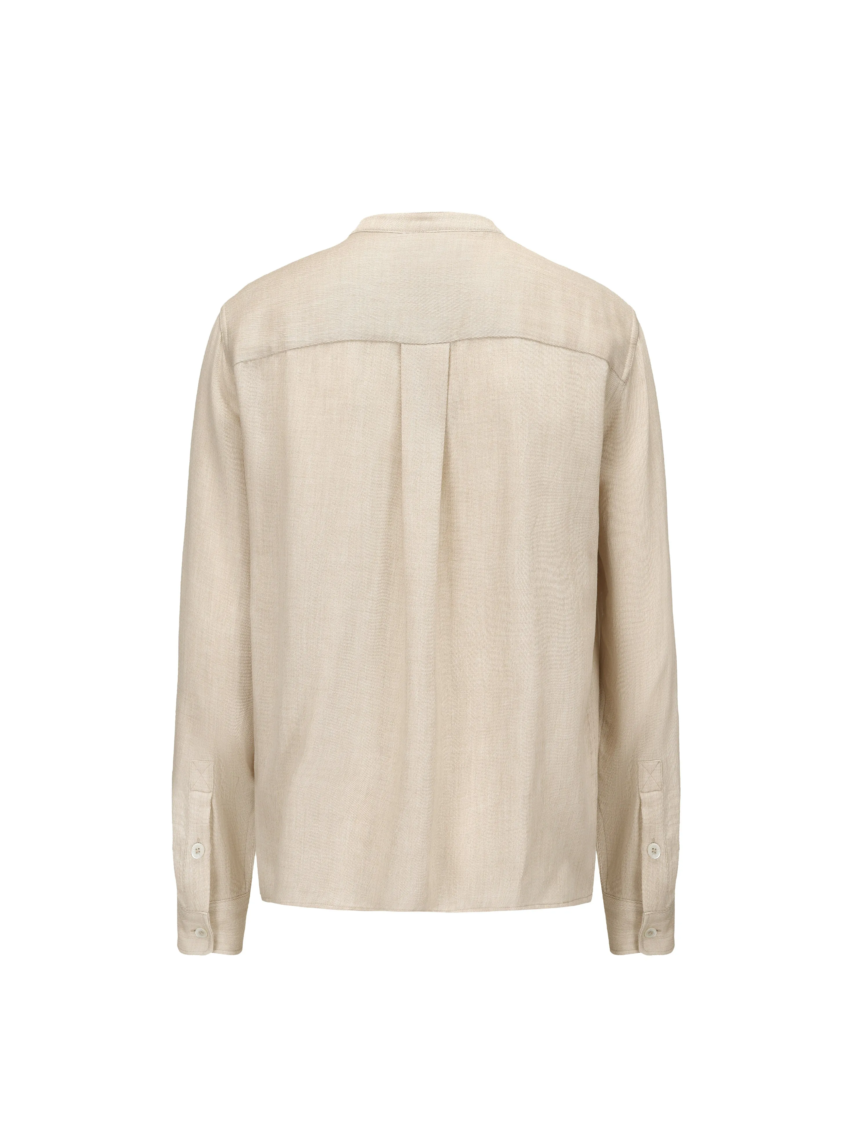 Beige Tencel Wool Band-collar Shirt