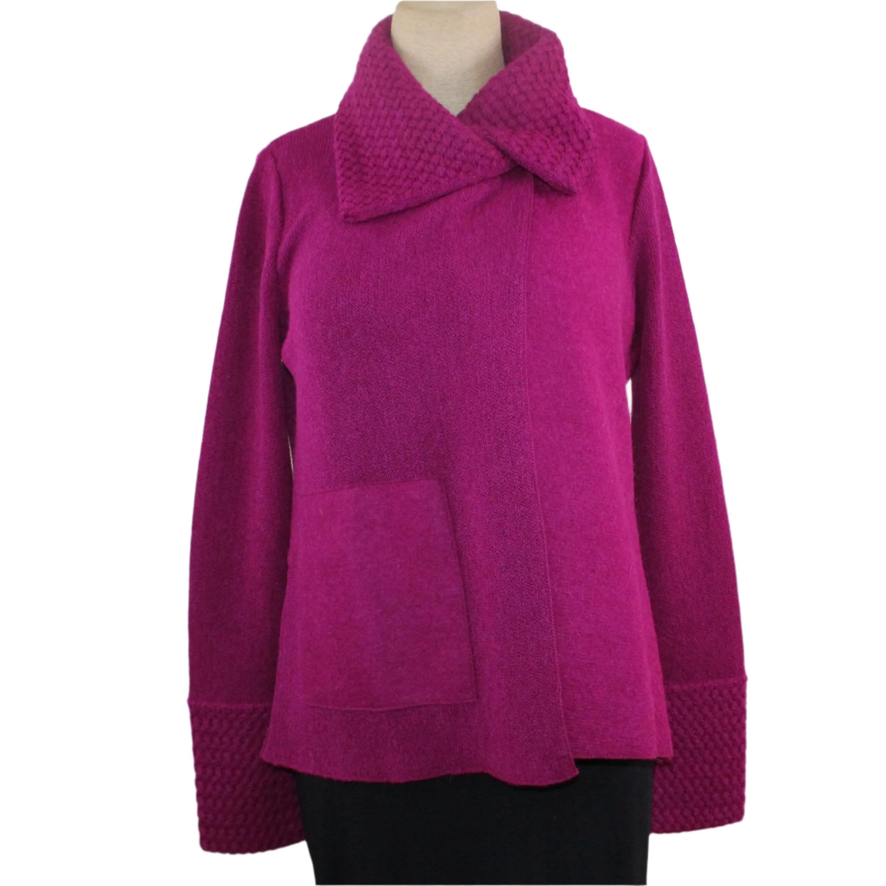 Beyond Threads Cardigan, Asymmetric, Magenta XS