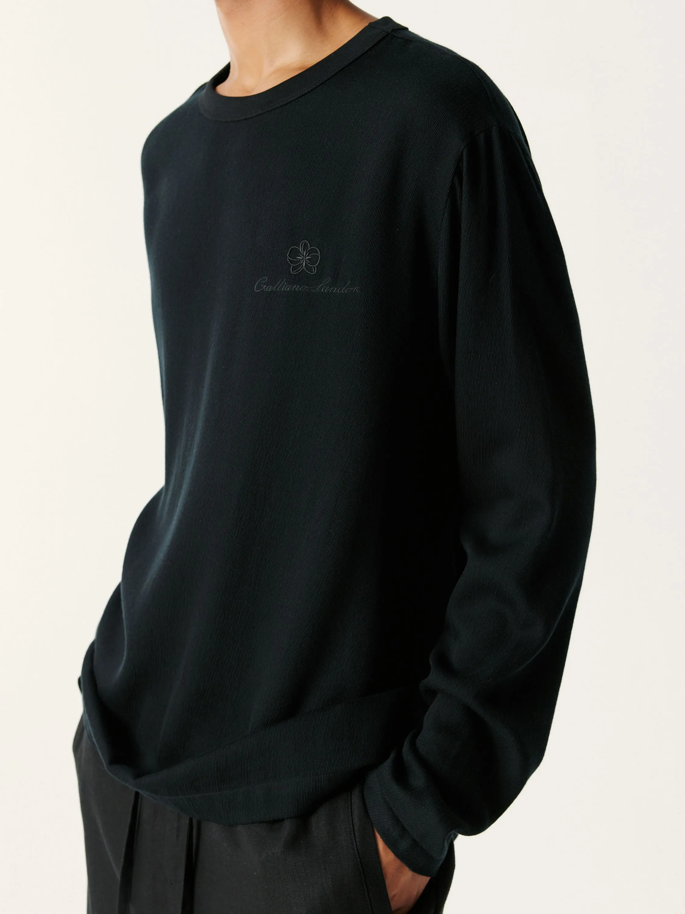 Black Tencel Wool Long-sleeved Shirt