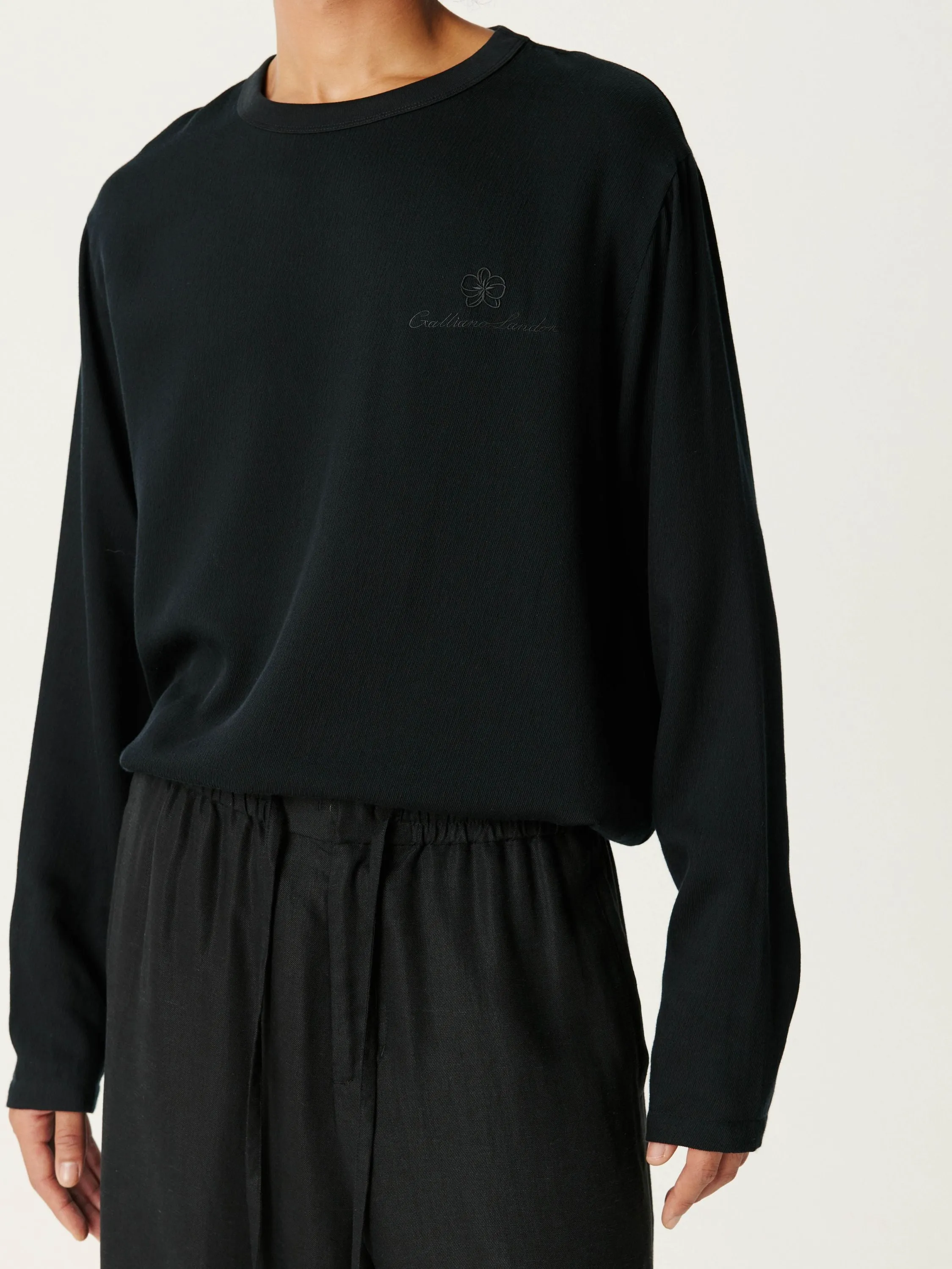 Black Tencel Wool Long-sleeved Shirt
