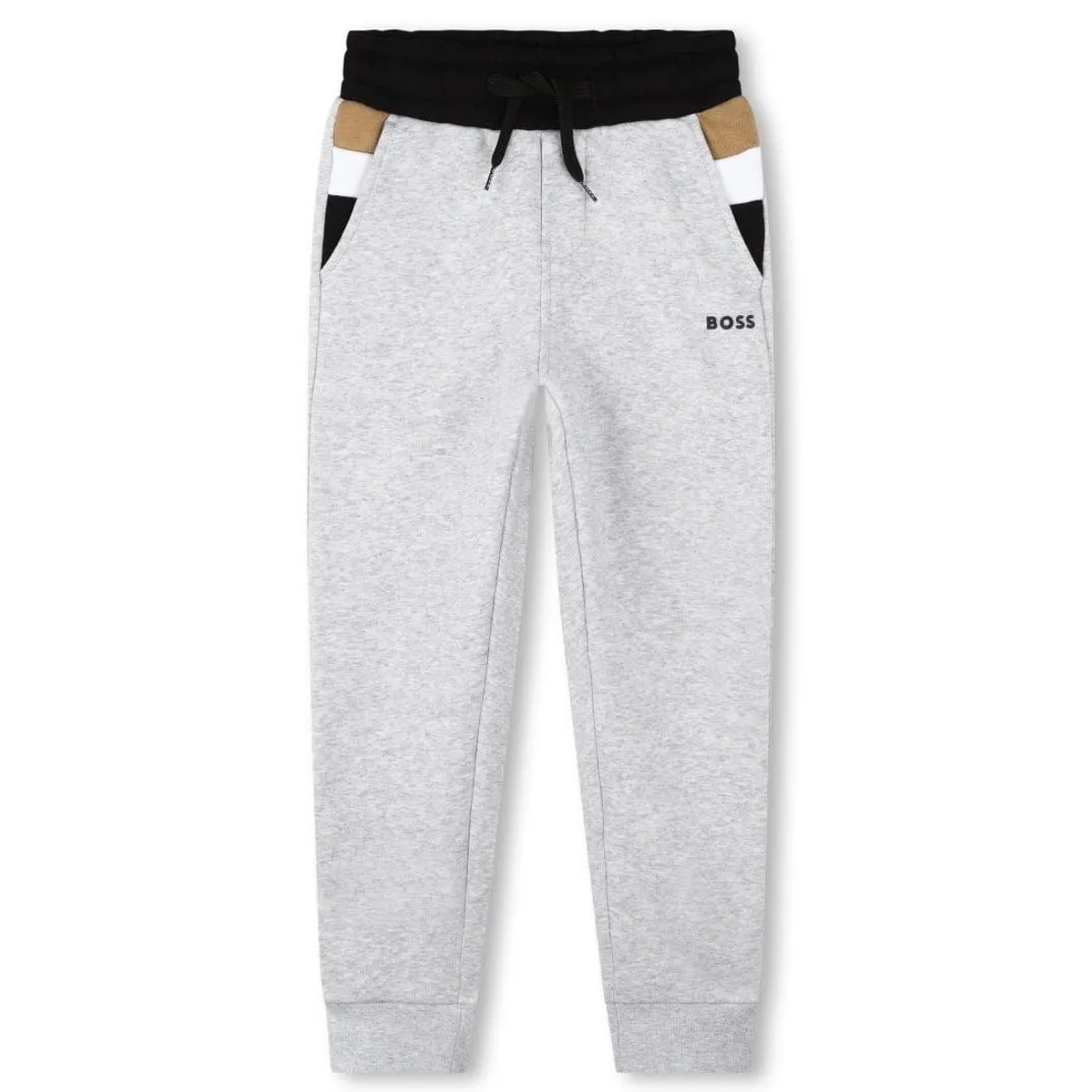 BOSS - Zip Hoodie Three Stripe Mini Me Tracksuit  -  Grey