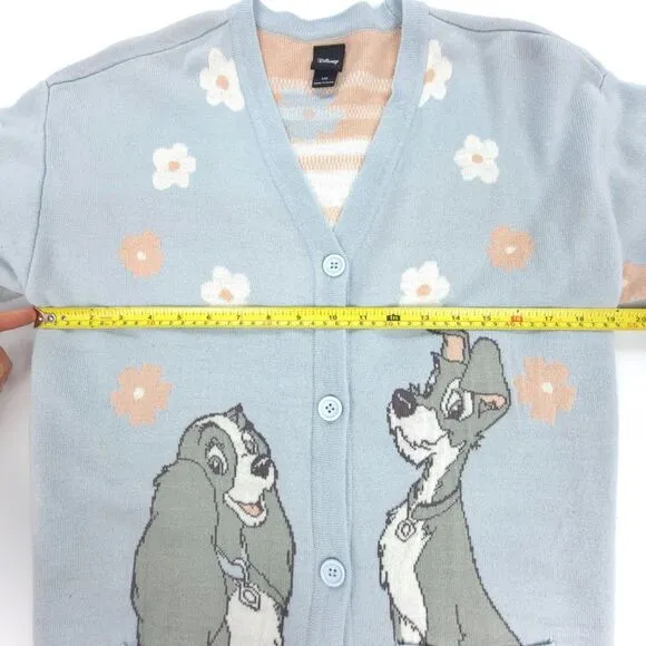 BOXLUNCH Disney Lady and the Tramp Tonal Portrait Novelty Cardigan Sweater Gray