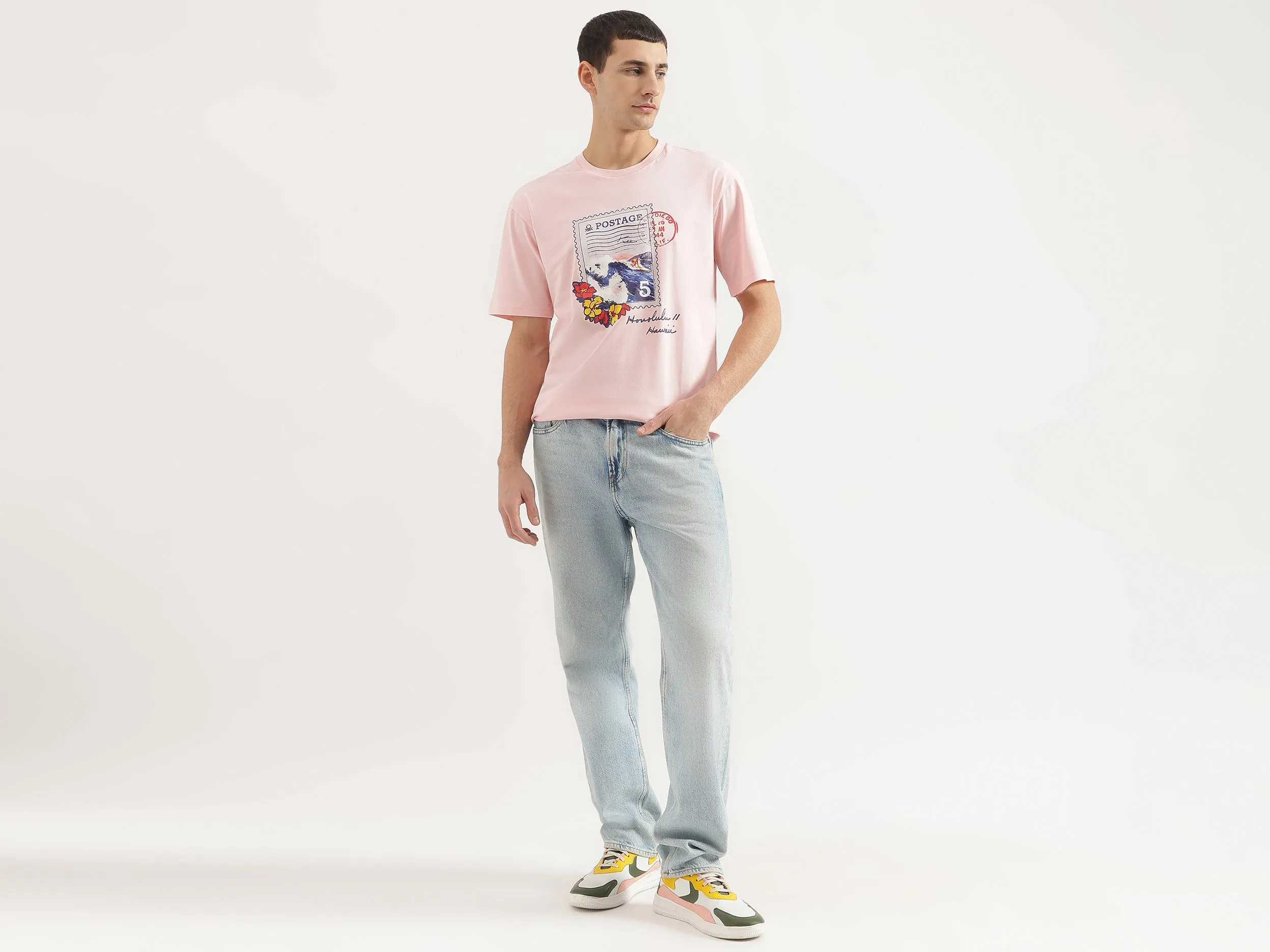 Boxy Fit Round Neck Printed T-Shirt