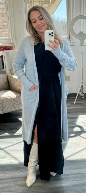 Brodie Cashmere - Flossy Maxi Cardigan - Blue Mist