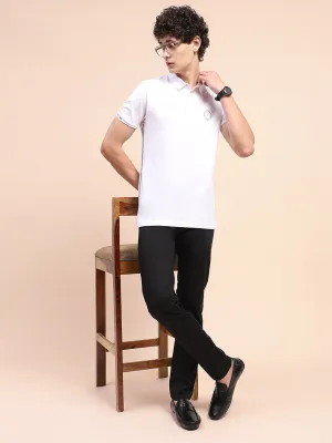 Camla Barcelona Solid White Polo Neck T-Shirt