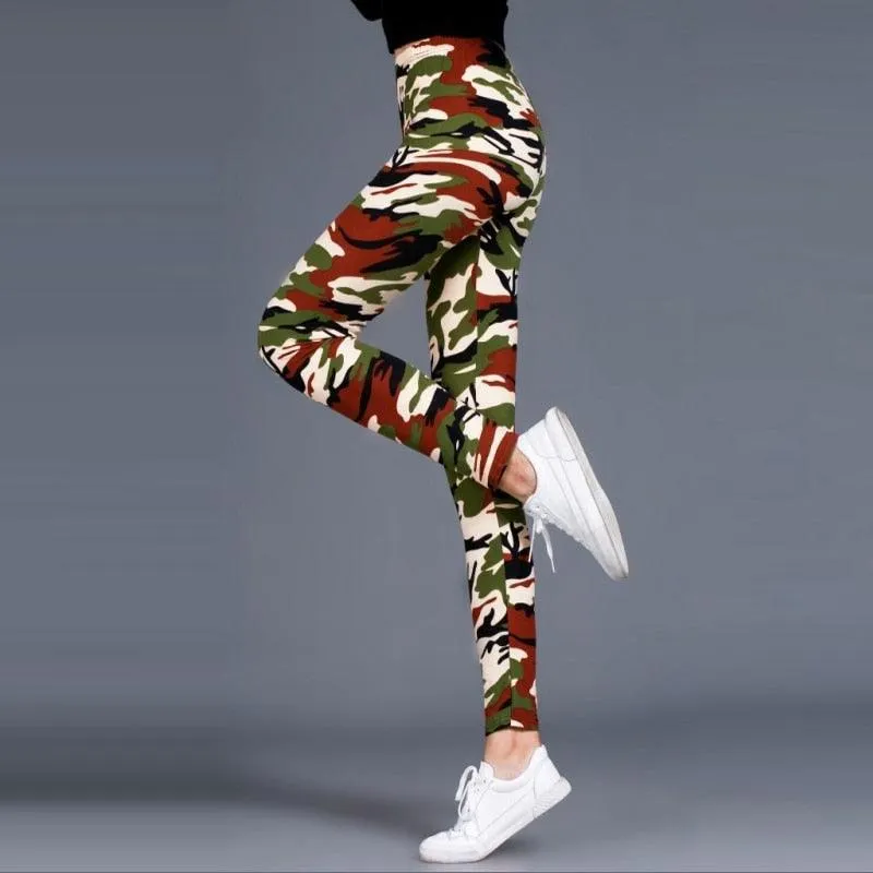 Camouflage women's leggings graffiti style slim