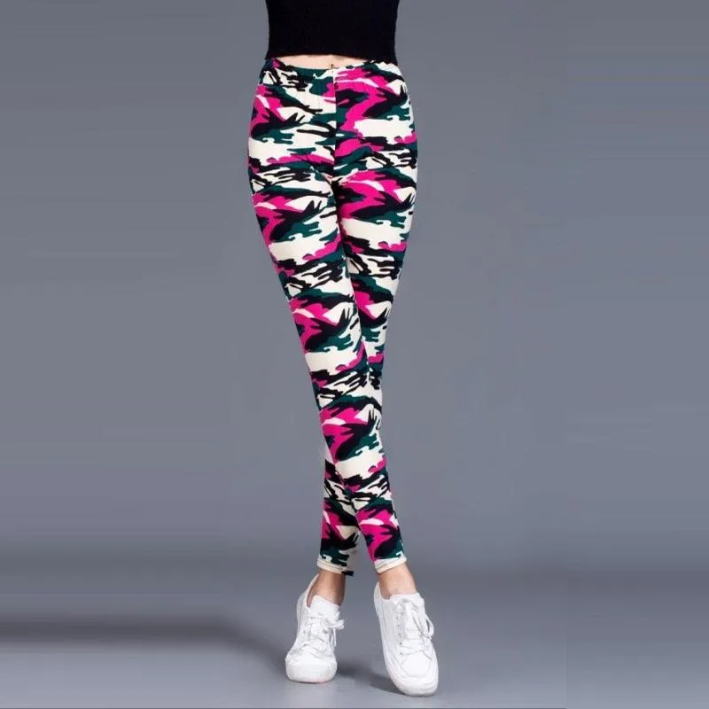 Camouflage women's leggings graffiti style slim