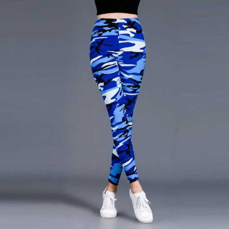Camouflage women's leggings graffiti style slim