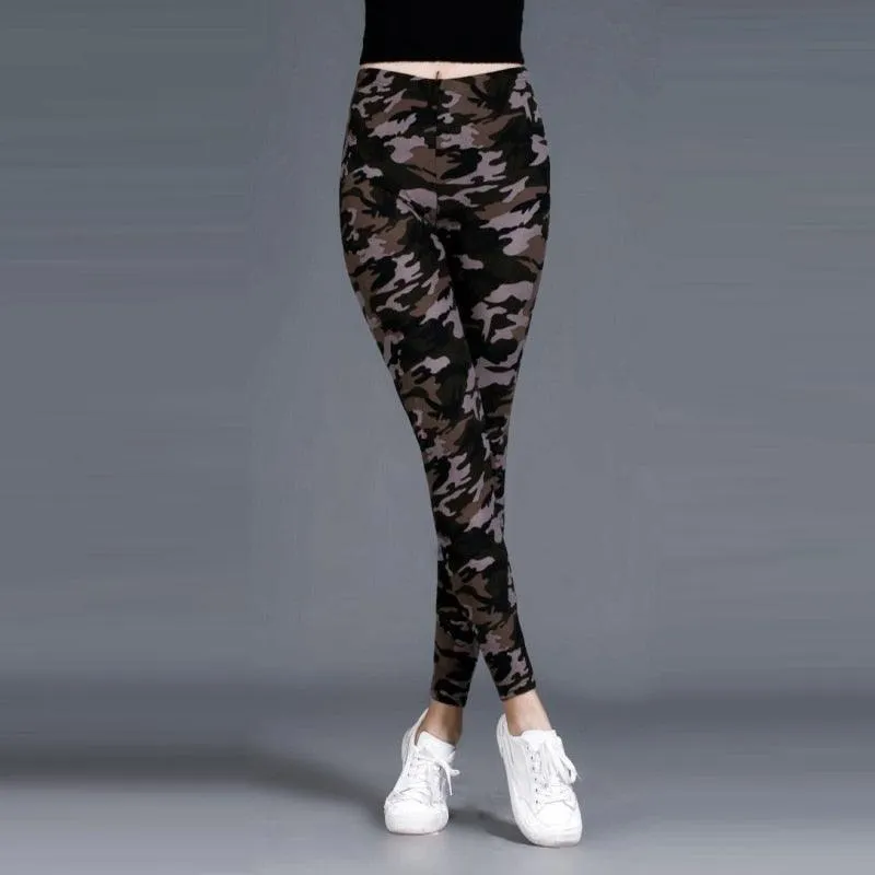Camouflage women's leggings graffiti style slim