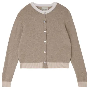 CASHMERE CONTRAST RIB CARDI 020525