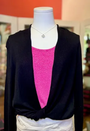 CB Bolero Tie Front Black Sweater