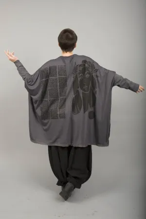 Celebration Cardigan Light Charcoal Printed