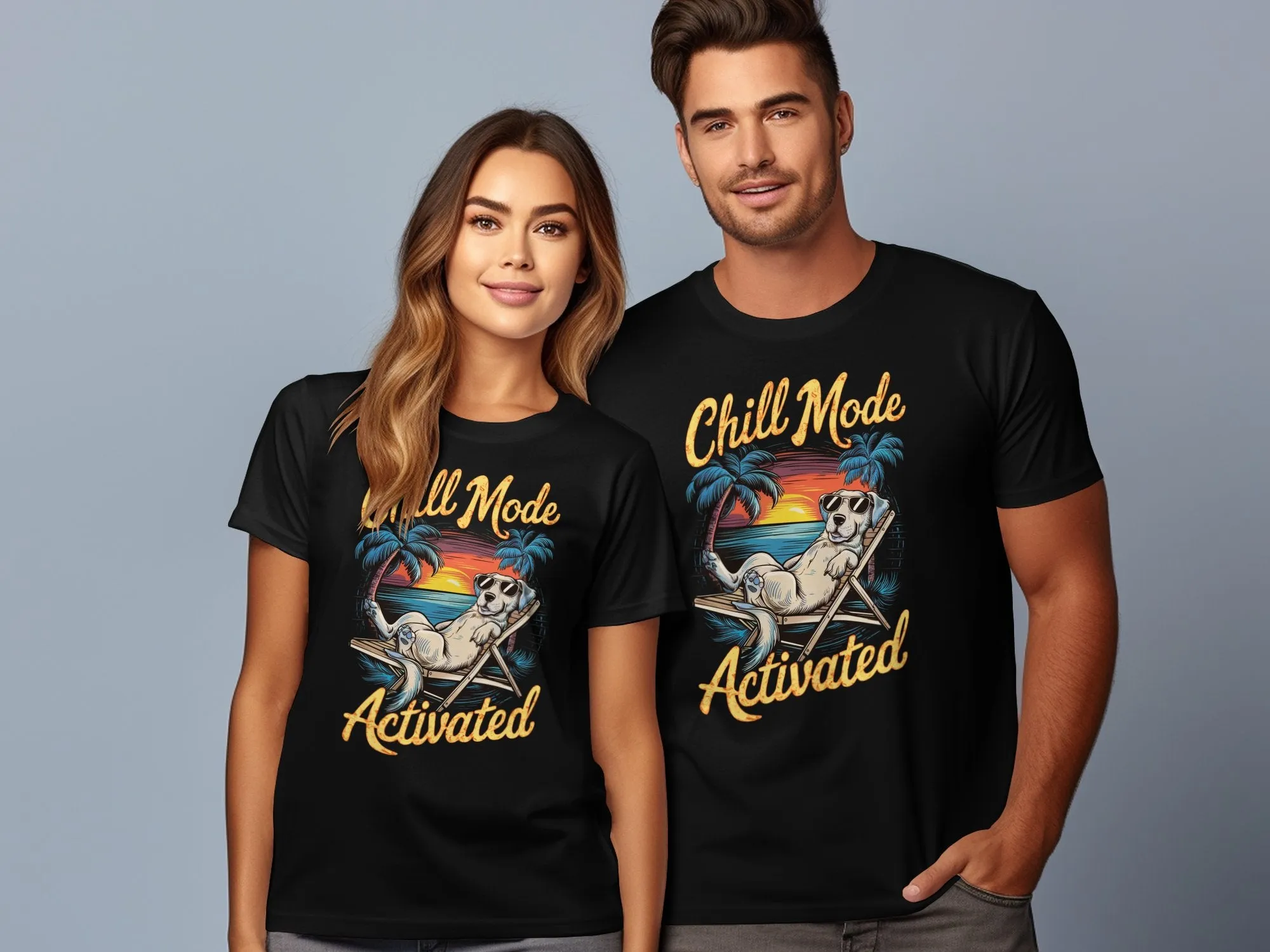 Chill Mode Activated Dog on Beach T-Shirt - Relaxed Summer Vibes Tee