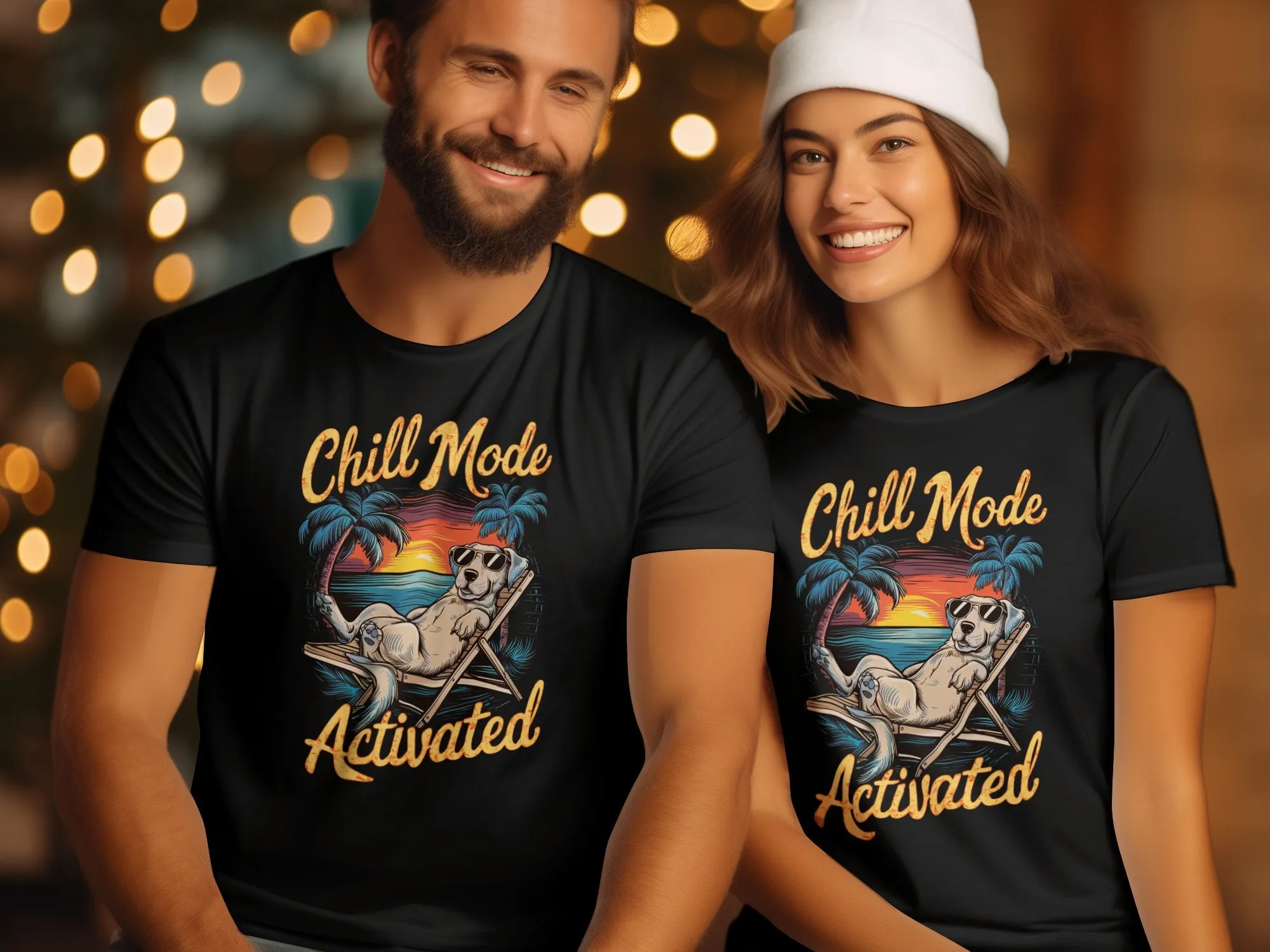 Chill Mode Activated Dog on Beach T-Shirt - Relaxed Summer Vibes Tee