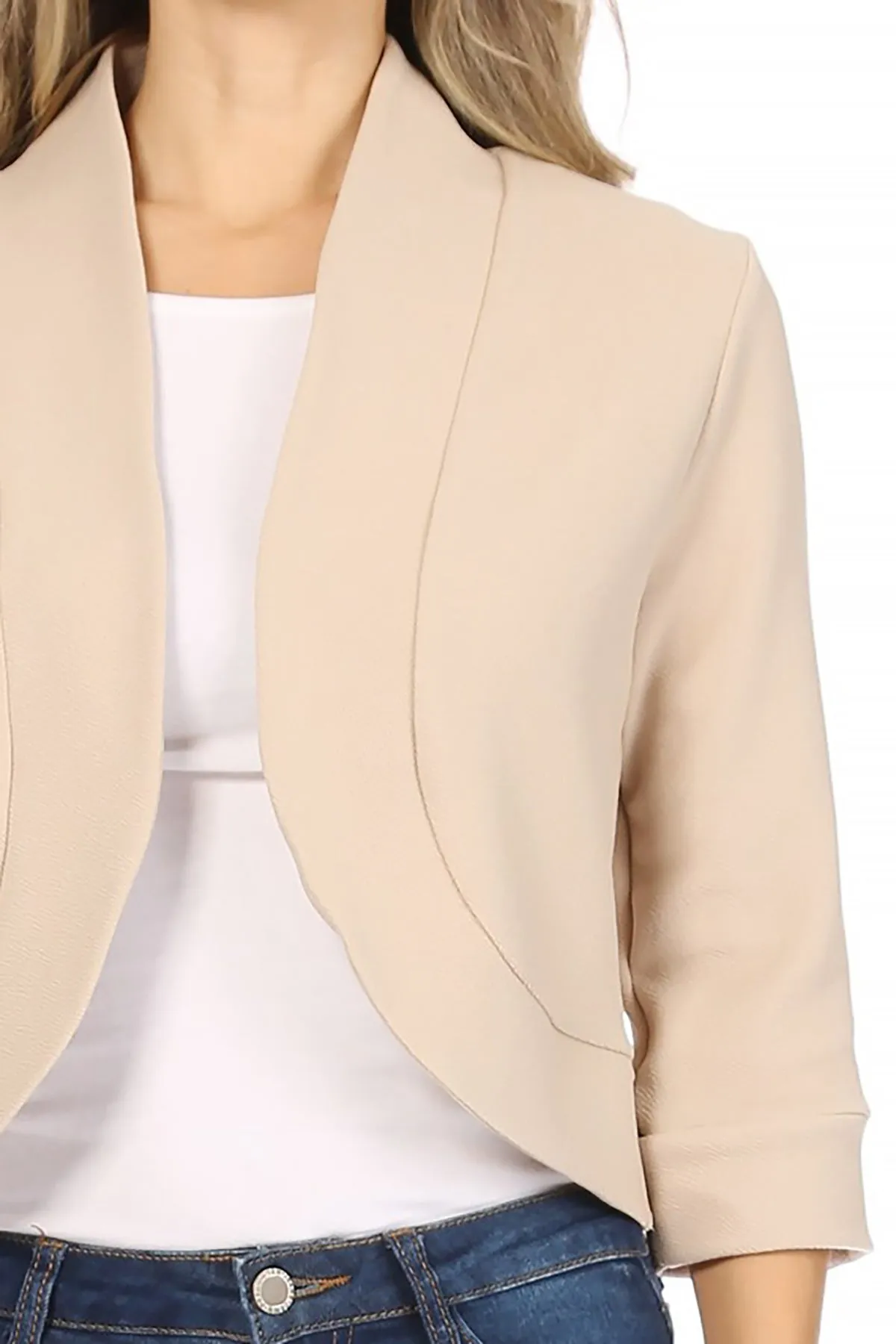 Classic 3/4 Sleeve Open Front Bolero Blazer Cardigan V7106 $9Each