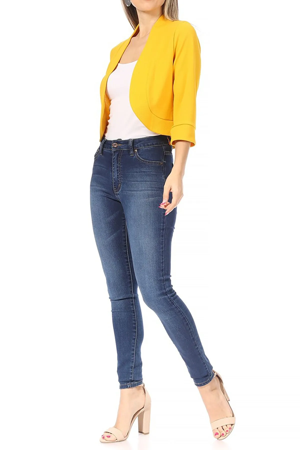 Classic 3/4 Sleeve Open Front Bolero Blazer Cardigan V7106 $9Each