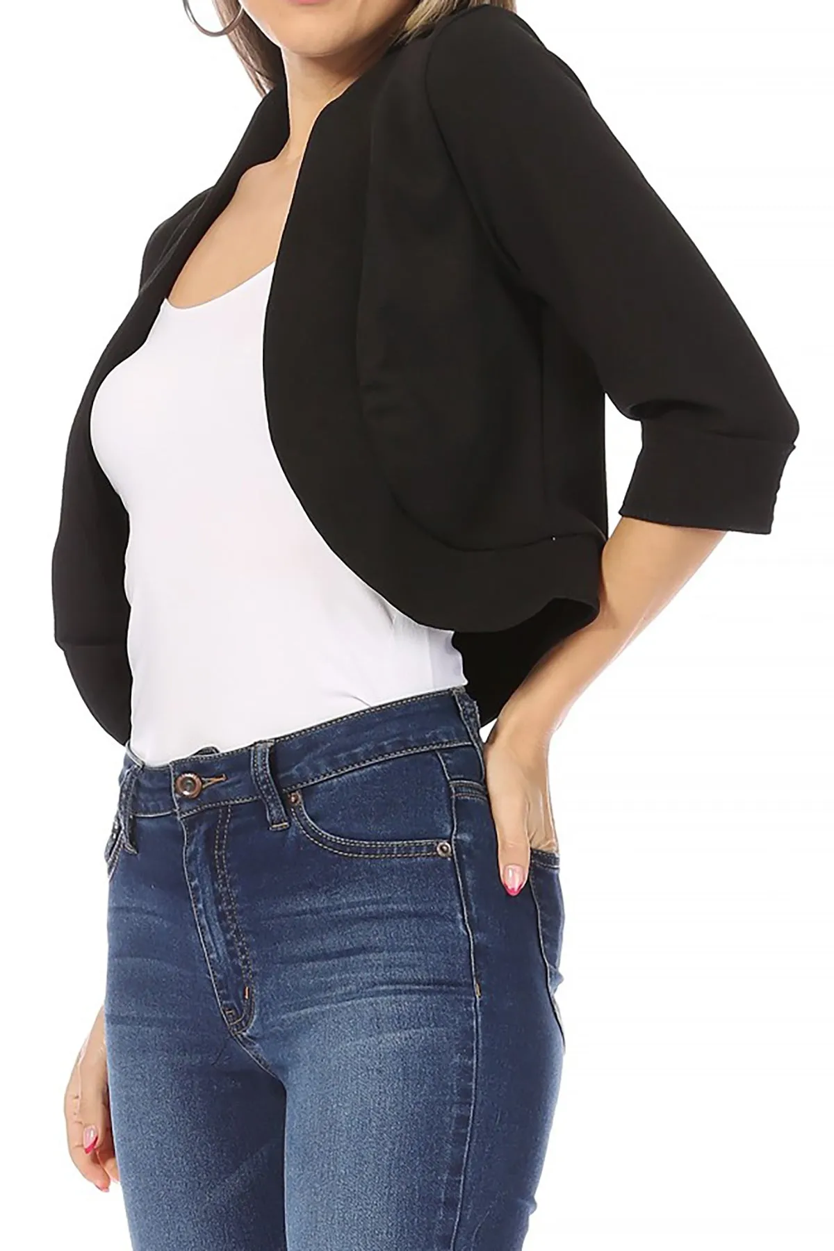 Classic 3/4 Sleeve Open Front Bolero Blazer Cardigan V7106 $9Each