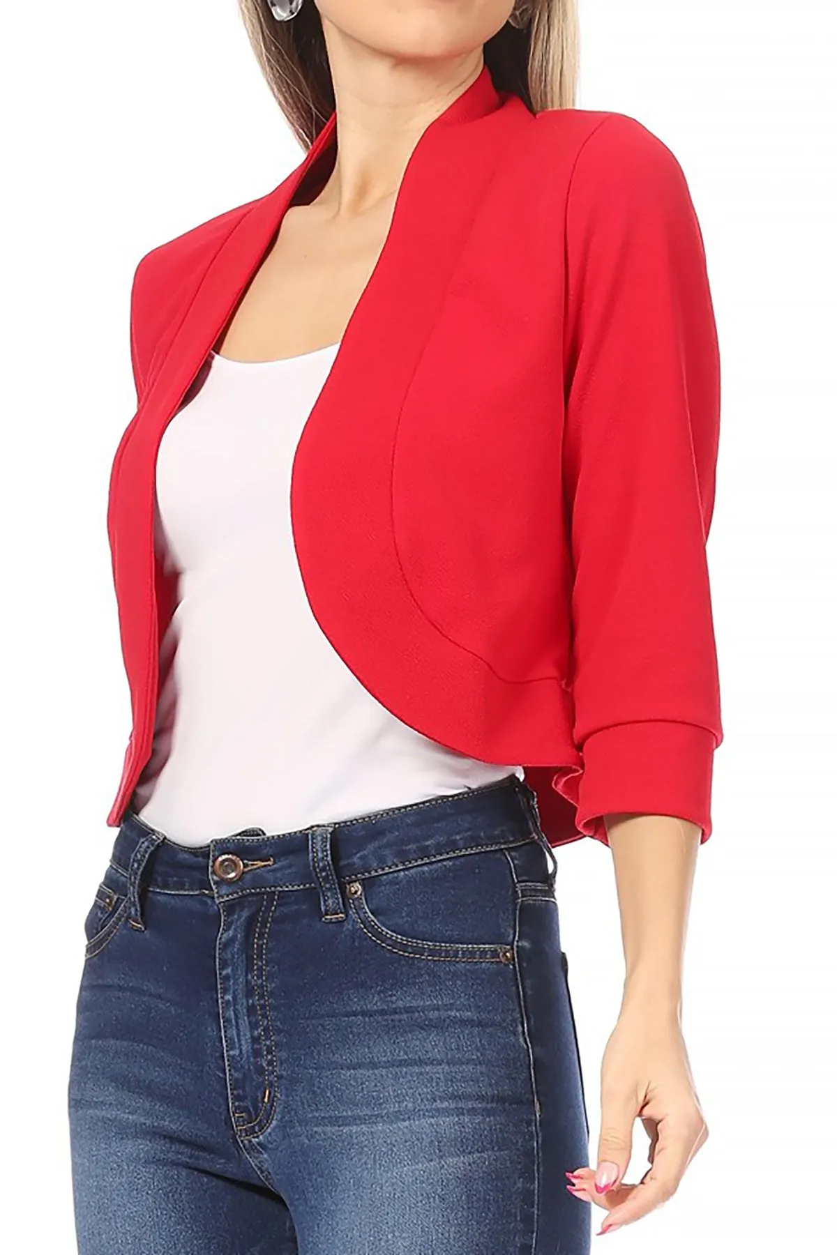 Classic 3/4 Sleeve Open Front Bolero Blazer Cardigan V7106 $9Each