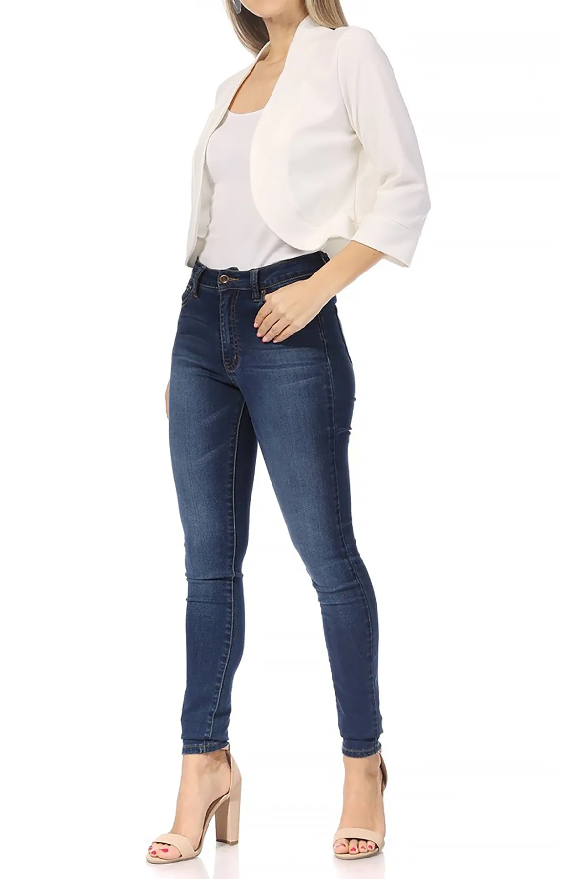 Classic 3/4 Sleeve Open Front Bolero Blazer Cardigan V7106 $9Each