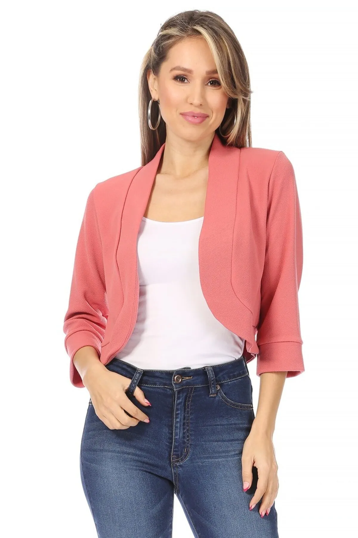 Classic 3/4 Sleeve Open Front Bolero Blazer Cardigan V7106 $9Each