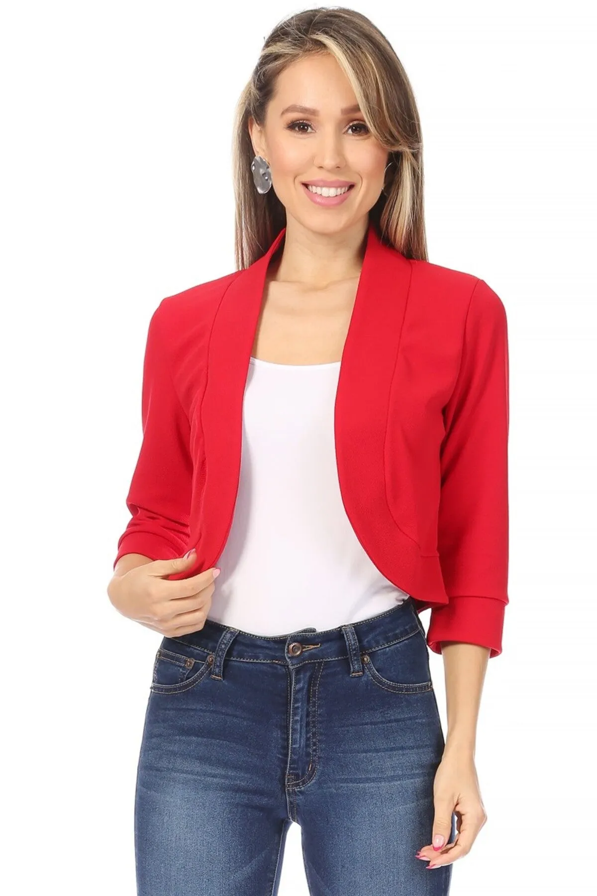 Classic 3/4 Sleeve Open Front Bolero Blazer Cardigan V7106 $9Each