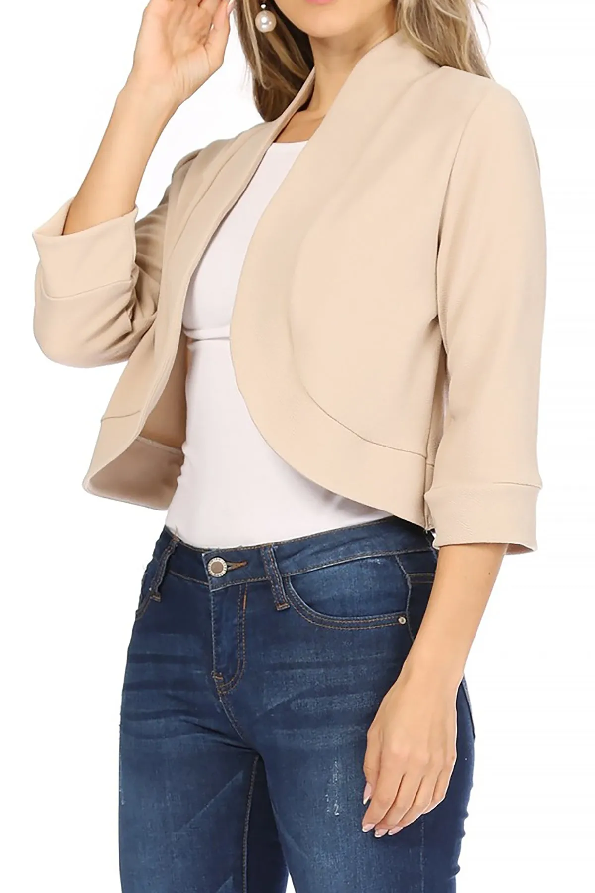 Classic 3/4 Sleeve Open Front Bolero Blazer Cardigan V7106 $9Each
