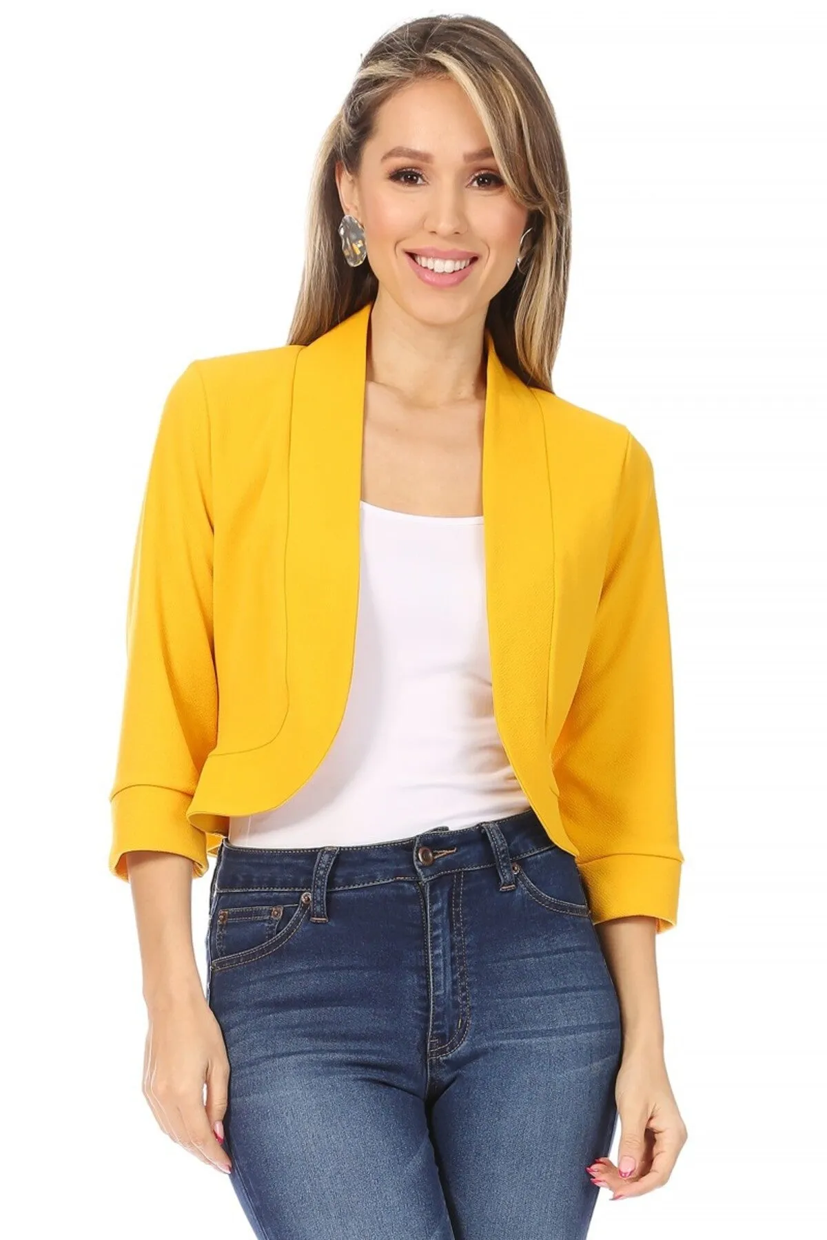 Classic 3/4 Sleeve Open Front Bolero Blazer Cardigan V7106 $9Each