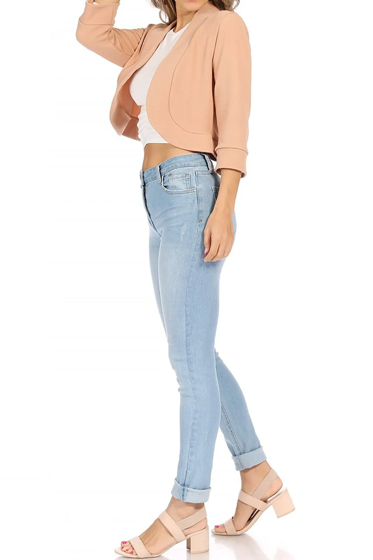 Classic 3/4 Sleeve Open Front Bolero Blazer Cardigan V7106 $9Each
